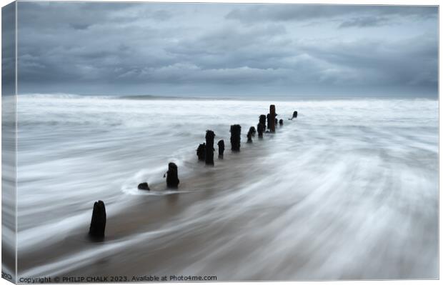 Receding tide on the Whitby coast 883 Canvas Print by PHILIP CHALK