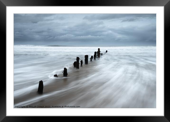 Receding tide on the Whitby coast 883 Framed Mounted Print by PHILIP CHALK