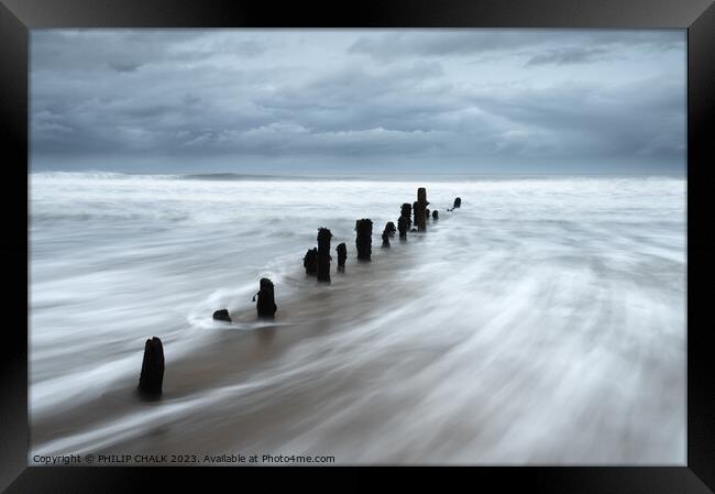 Receding tide on the Whitby coast 883 Framed Print by PHILIP CHALK