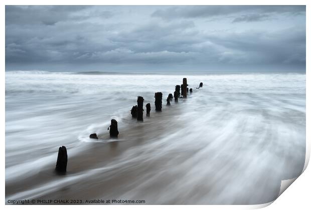 Receding tide on the Whitby coast 883 Print by PHILIP CHALK