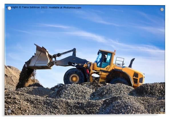 Wheel Loader Working at Construction Site Acrylic by Taina Sohlman