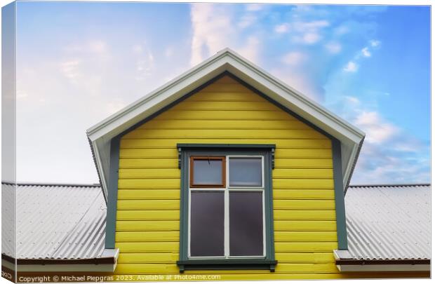 Roof window in velux style with roof tiles - icelandic architect Canvas Print by Michael Piepgras