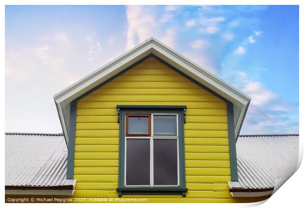 Roof window in velux style with roof tiles - icelandic architect Print by Michael Piepgras