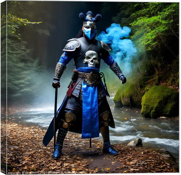 Futuristic Samurai Warrior in a Mysterious Forest Canvas Print by Luigi Petro