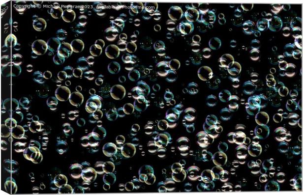 Many colorful soap bubbles on a black background. Concept textur Canvas Print by Michael Piepgras