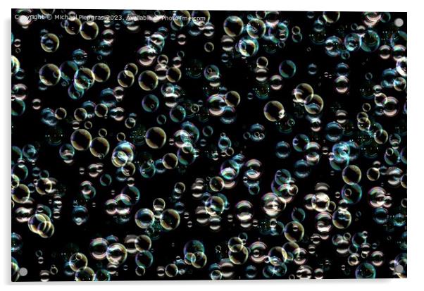 Many colorful soap bubbles on a black background. Concept textur Acrylic by Michael Piepgras