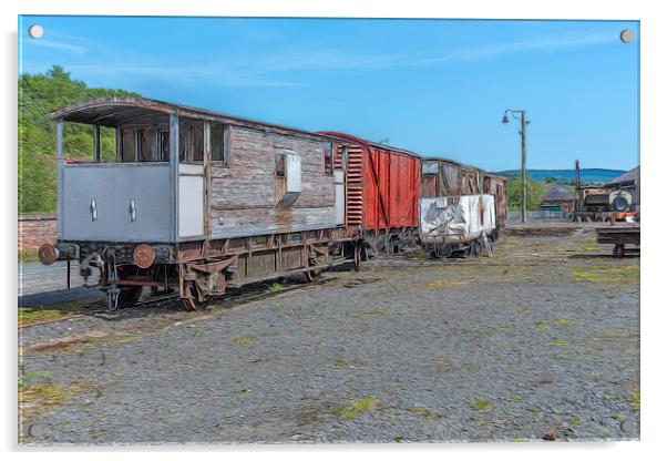 Wooden Train Acrylic by Valerie Paterson