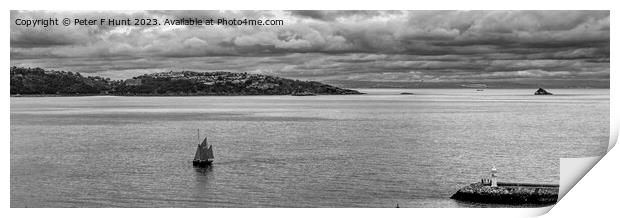Moody Torbay And A Lone Sailing Trawler Print by Peter F Hunt