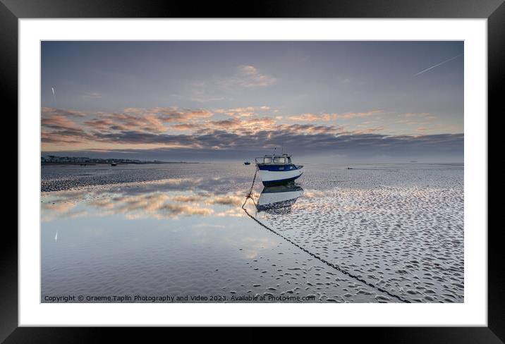 Thorpe Bay moored boat at sunrise  Framed Mounted Print by Graeme Taplin Landscape Photography