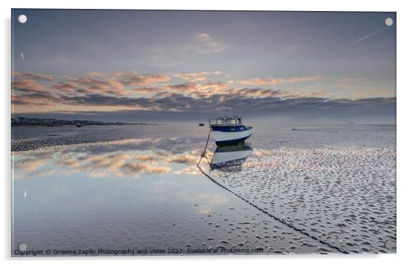 Thorpe Bay moored boat at sunrise  Acrylic by Graeme Taplin Landscape Photography