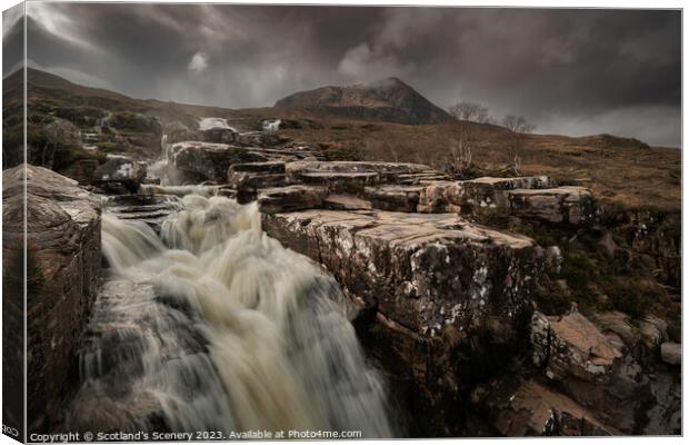 Ardessie waterfalls, Northwest highlands, Scotland. Canvas Print by Scotland's Scenery