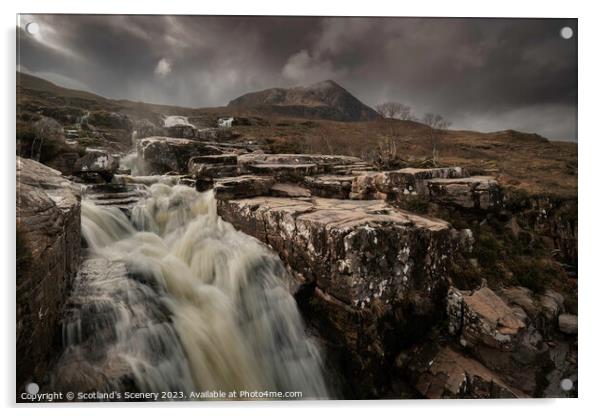 Ardessie waterfalls, Northwest highlands, Scotland. Acrylic by Scotland's Scenery
