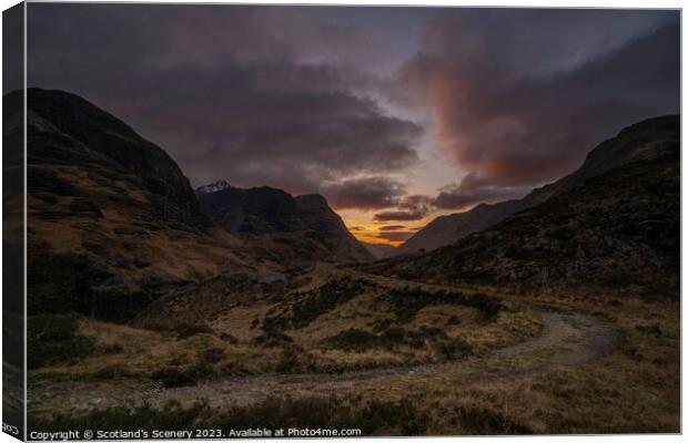Glencoe sunset Canvas Print by Scotland's Scenery