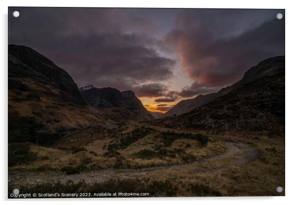Glencoe sunset Acrylic by Scotland's Scenery