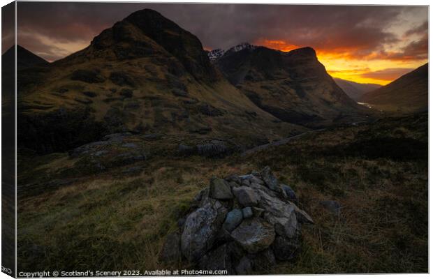 Glencoe sunset, Scotland. Canvas Print by Scotland's Scenery