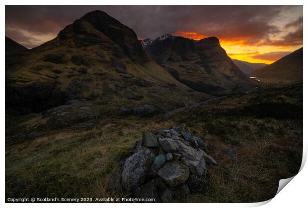 Glencoe sunset, Scotland. Print by Scotland's Scenery