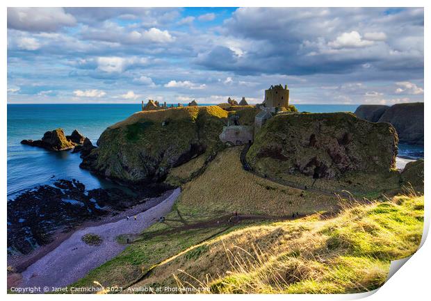 The Mighty Ruins of Dunnottar Castle Print by Janet Carmichael