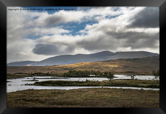 Bleak dramatic landscape of Rannoch moor Framed Print by Kevin White