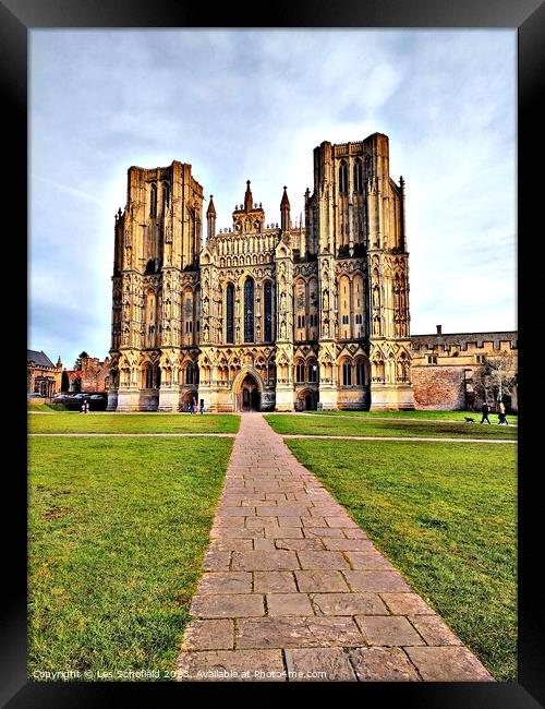 Majestic Wells Cathedral at Dusk Framed Print by Les Schofield