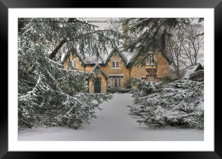 Royal Victoria Park’s fairytale cottage peeking through the evergreen snow Framed Mounted Print by Duncan Savidge