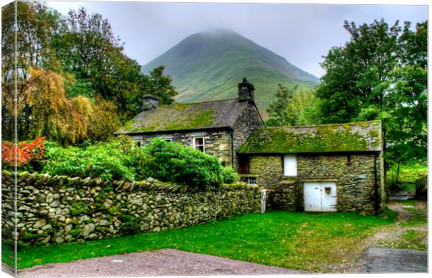 Serene Hartsop Cottage in Lake District Canvas Print by Steve Smith