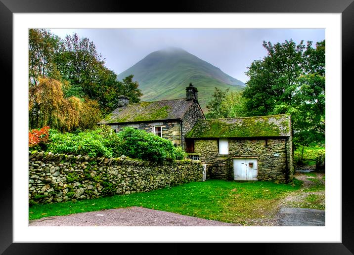 Serene Hartsop Cottage in Lake District Framed Mounted Print by Steve Smith