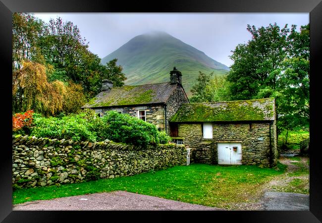Serene Hartsop Cottage in Lake District Framed Print by Steve Smith