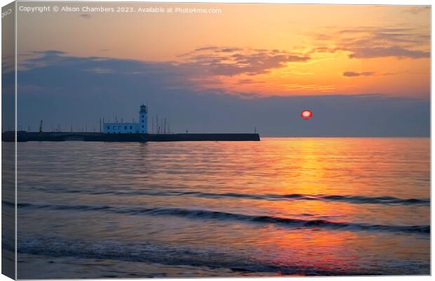 Scarborough Sunrise Canvas Print by Alison Chambers