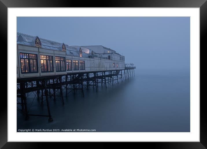 Aberystwyth Pier at night Framed Mounted Print by Mark Purdue