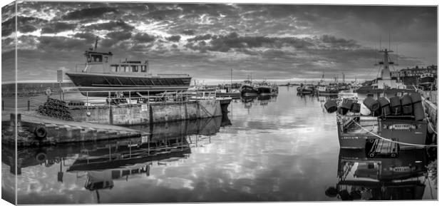 Moody Reflections of Seahouses Harbour Canvas Print by Tim Hill