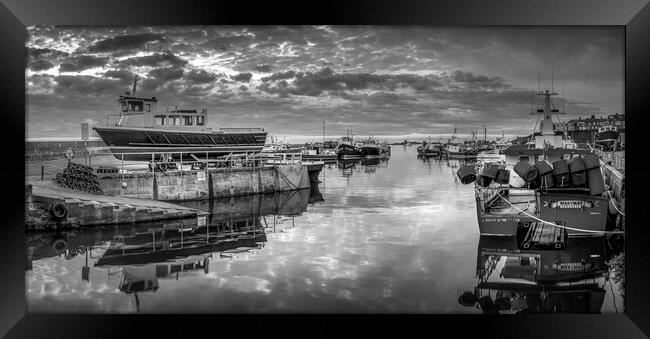 Moody Reflections of Seahouses Harbour Framed Print by Tim Hill