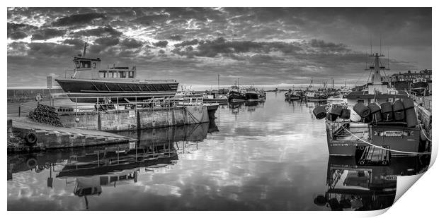 Moody Reflections of Seahouses Harbour Print by Tim Hill