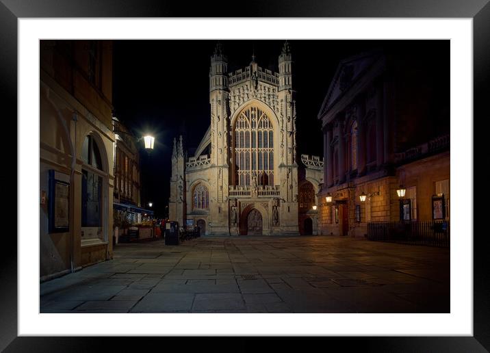 Bath Abbey at night  Framed Mounted Print by Duncan Savidge