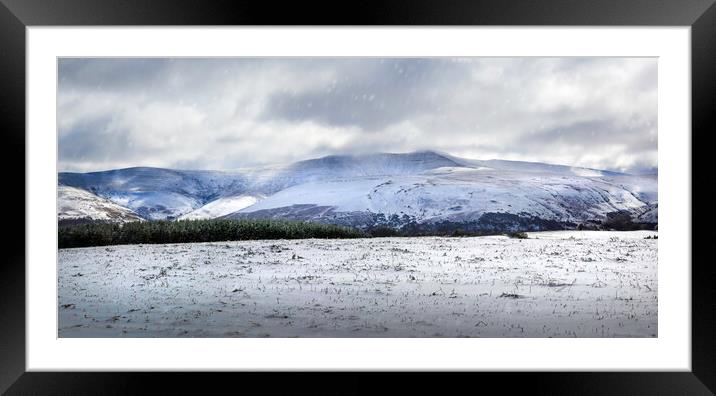 The snow covered Brecon Beacons Framed Mounted Print by Leighton Collins