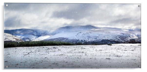 The snow covered Brecon Beacons Acrylic by Leighton Collins