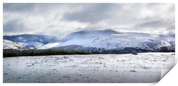 The snow covered Brecon Beacons Print by Leighton Collins