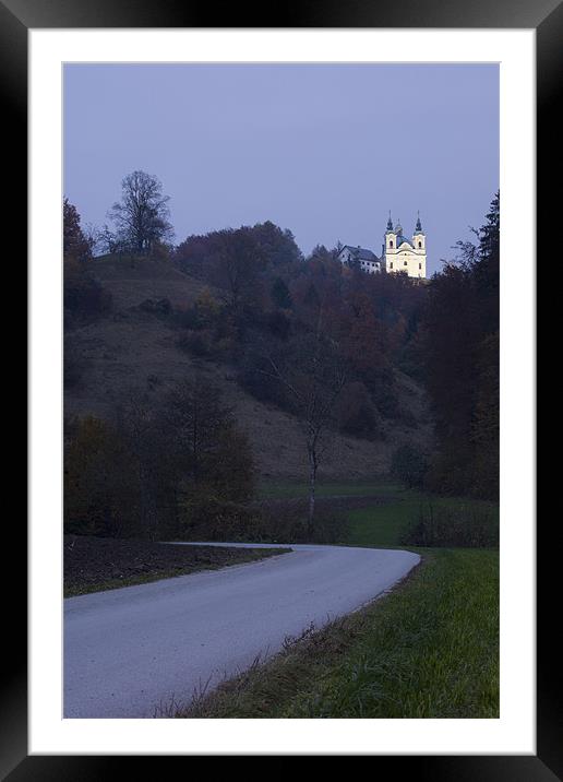 Church on the hill at dusk Framed Mounted Print by Ian Middleton