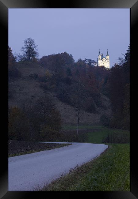 Church on the hill at dusk Framed Print by Ian Middleton
