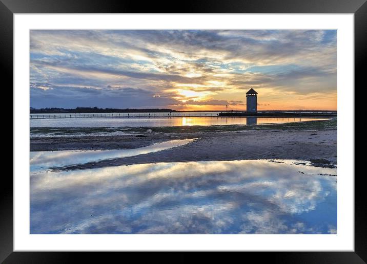 Sunset over Batemans tower in Brightlingsea essex  Framed Mounted Print by Tony lopez