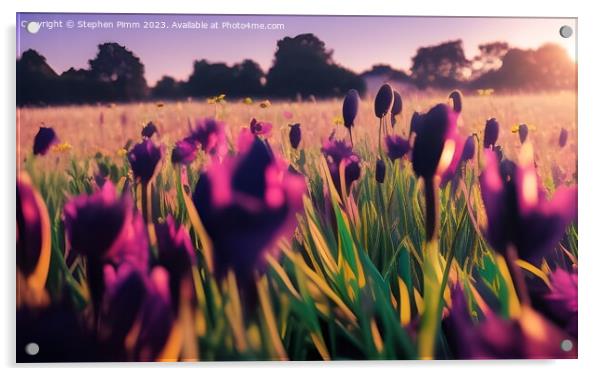 Wild Flower Meadow Acrylic by Stephen Pimm