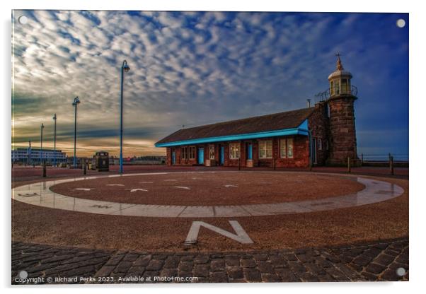 Morecambe Pier Compass Acrylic by Richard Perks