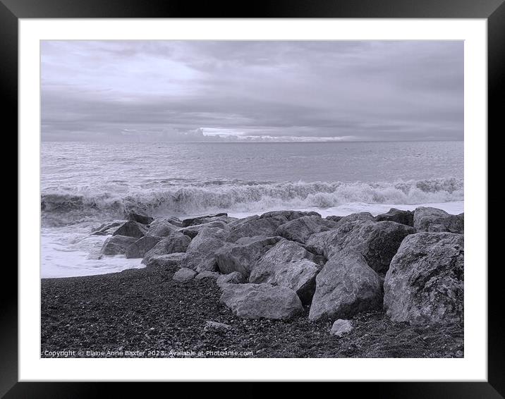 Rocky Wave Breakers on West Sussex Coastline Framed Mounted Print by Elaine Anne Baxter