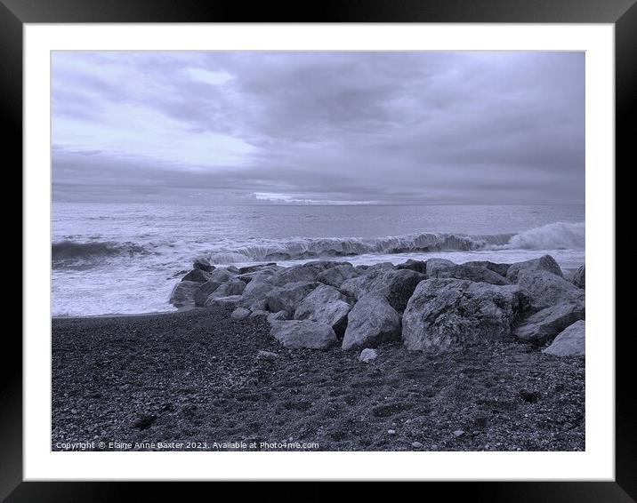 English Channel, West Sussex Shoreline. Framed Mounted Print by Elaine Anne Baxter