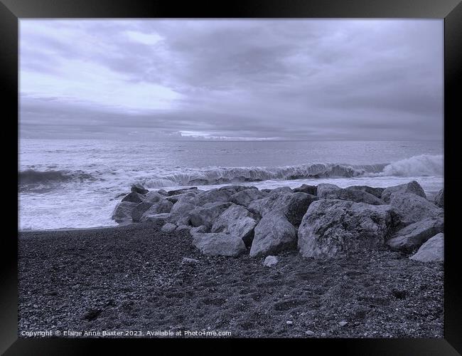 English Channel, West Sussex Shoreline. Framed Print by Elaine Anne Baxter