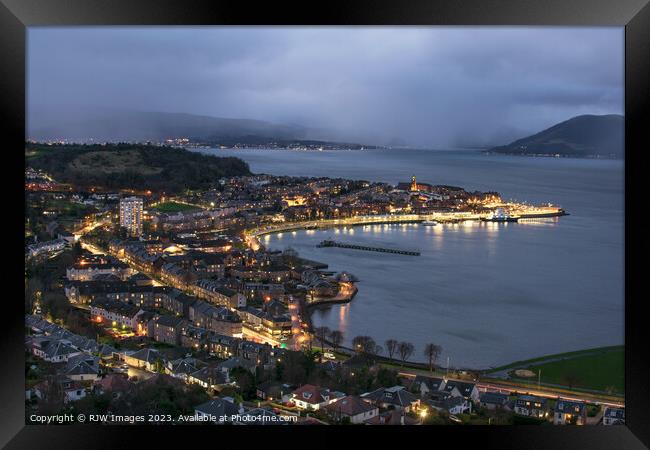 Gourock to Argyll in the evening Framed Print by RJW Images