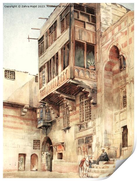 Vintage feel of the Damascus palace Print by Zahra Majid