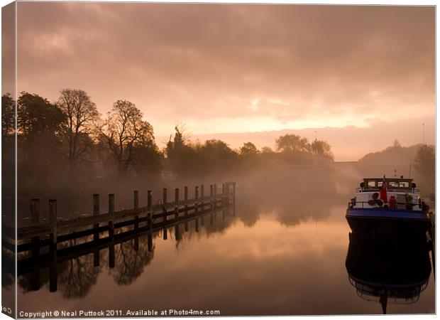 Morning Mist on the Thames Canvas Print by Neal P