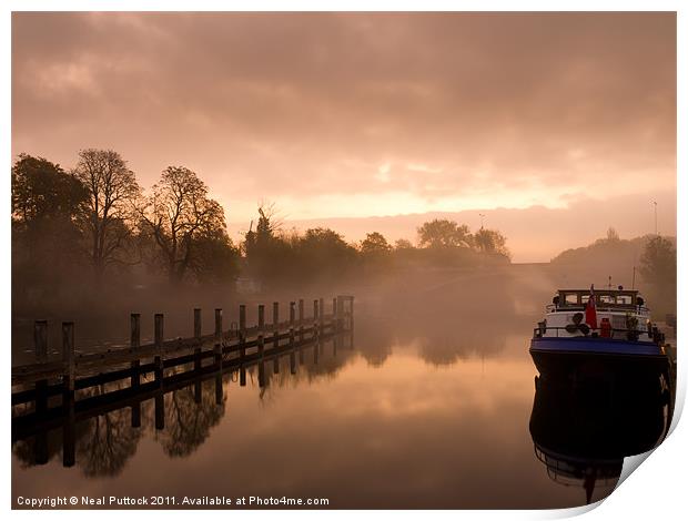 Morning Mist on the Thames Print by Neal P