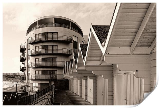 North Bay Scarborough Beach Huts Print by Steve Smith