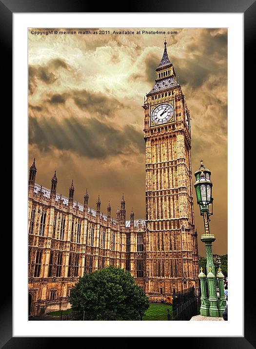 house of commons clock tower Framed Mounted Print by meirion matthias